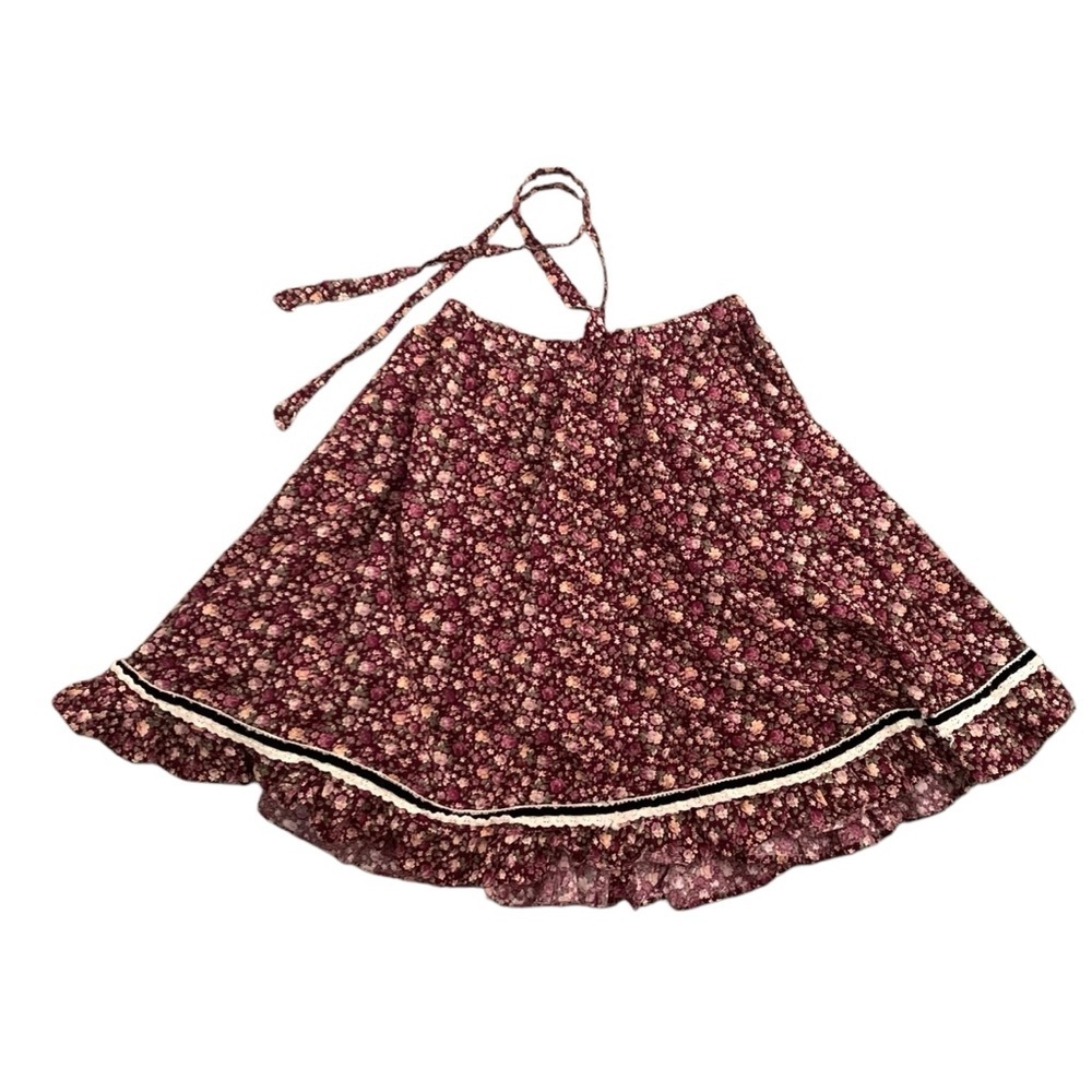 Hand made cottagecore Medium floral crochet ruffle tie romantic old world boho​​